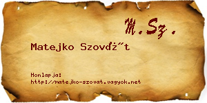 Matejko Szovát névjegykártya